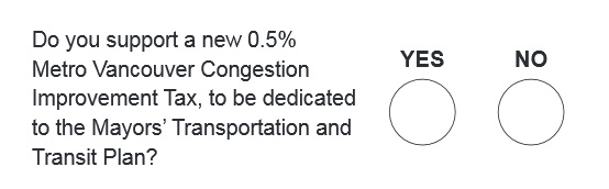 The Question on the ballot is: